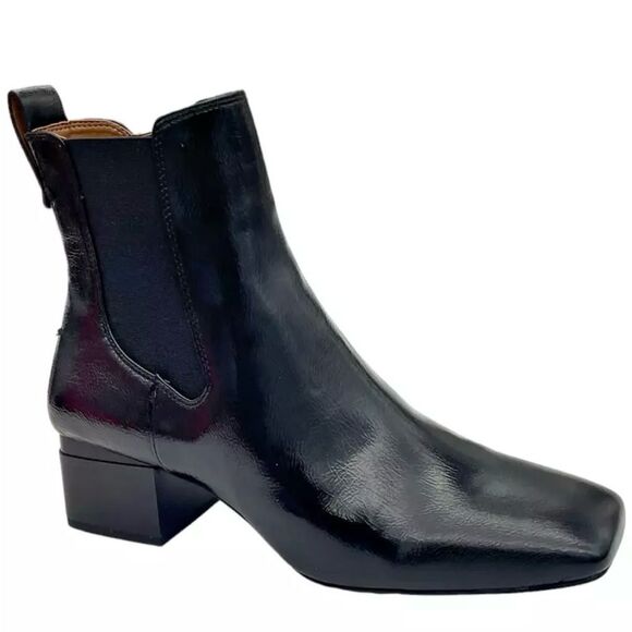 New Franco Sarto Leather Square Toe Chelsea Boots Waxton Black - Picture 1 of 7